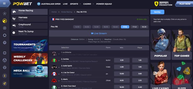 Powbet Live Streaming of Horse Racing Betting