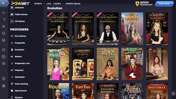 Powbet evolution casino