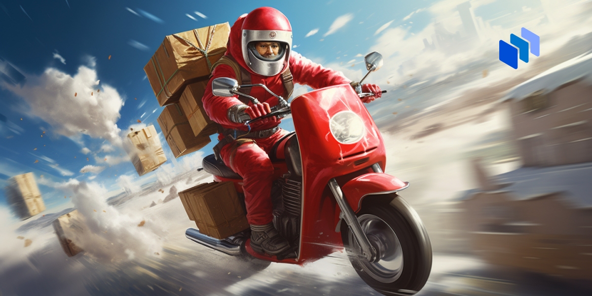 A motorbike delivering goods