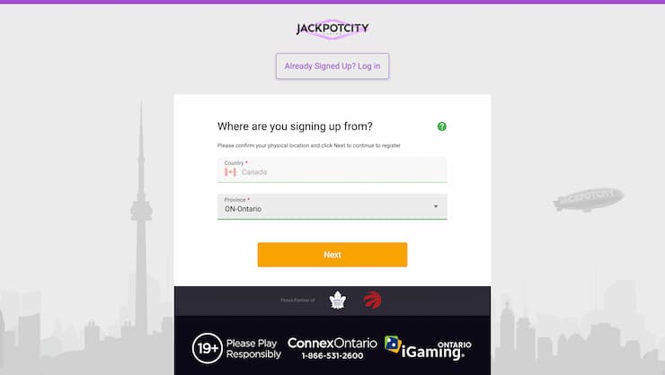 JackpotCity Register