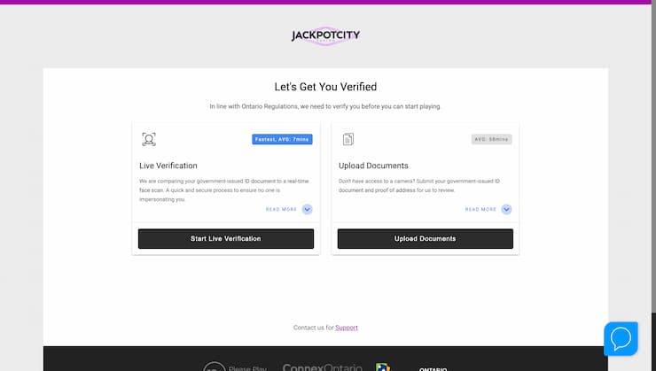 JackpotCity Casino Verification
