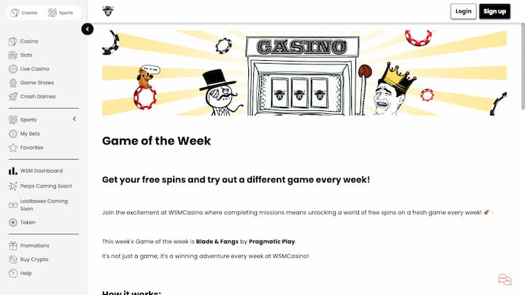 WSM Game of the Week Free Spins Casino Bonus