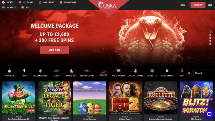 Cobra Casino Playtech Casino