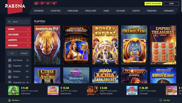 Rabona Playtech Casino