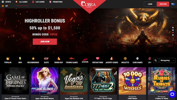 Cobra Casino Microgaming Casino