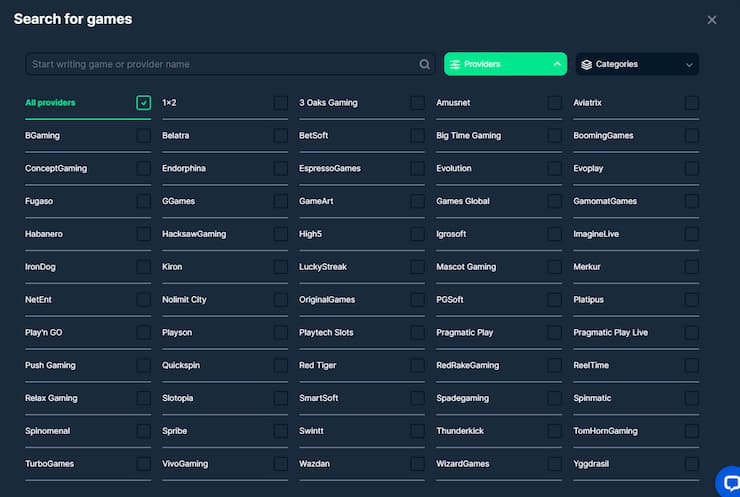 CryptoBetSports Casino Software Providers