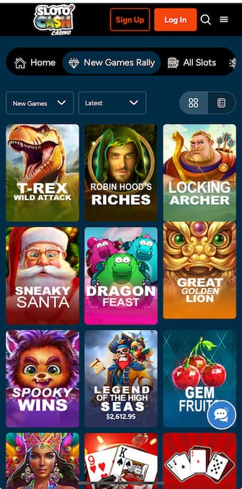 SlotoCash game selection
