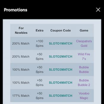 Choose a welcome bonus