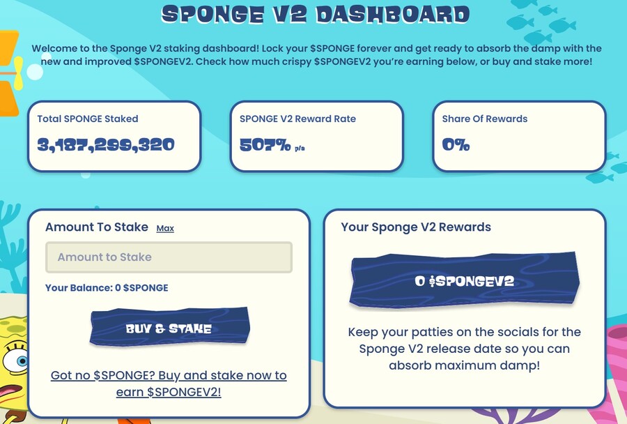 Sponge V2 staking dashboard