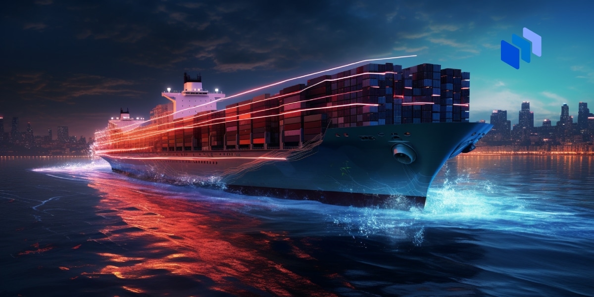 A container ship on the ocean