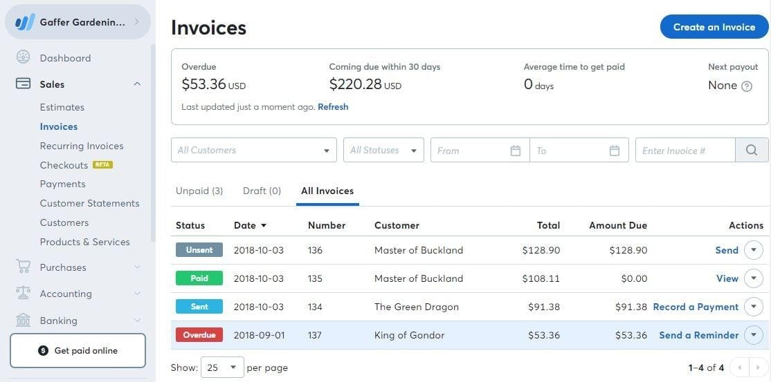 Wave's invoicing feature