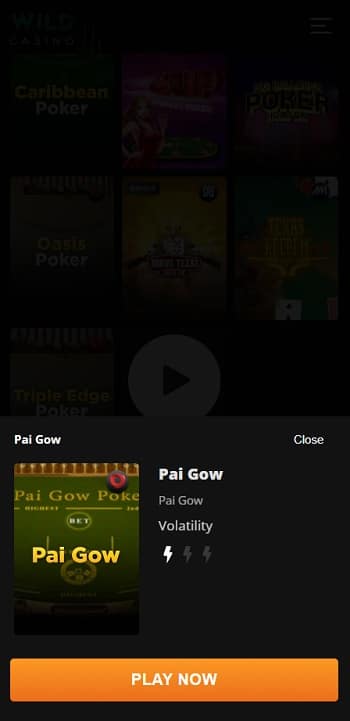 Start a Pai Gow Poker Game