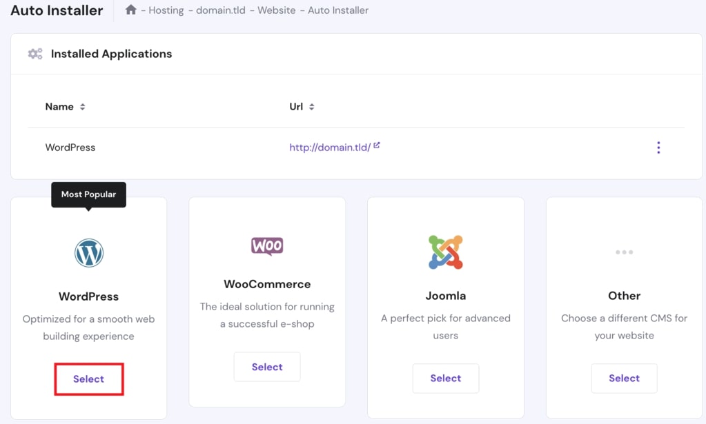 Hostinger WordPress Auto Installer