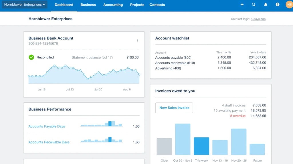 A screenshot of Xero's accounting features