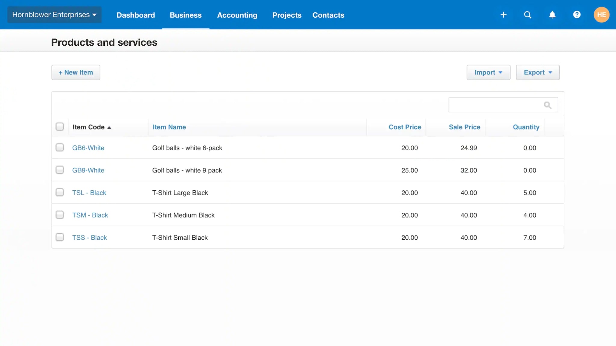 Xero's inventory management feature