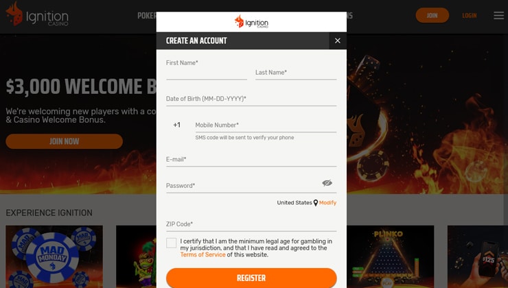 Ignition Casino Register