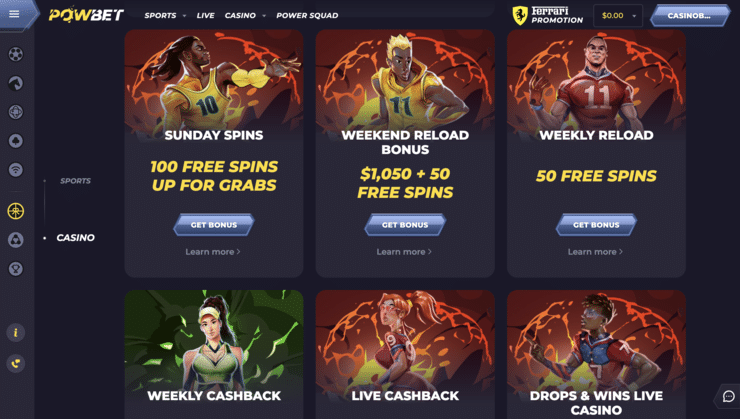 powbet existing casino bonuses