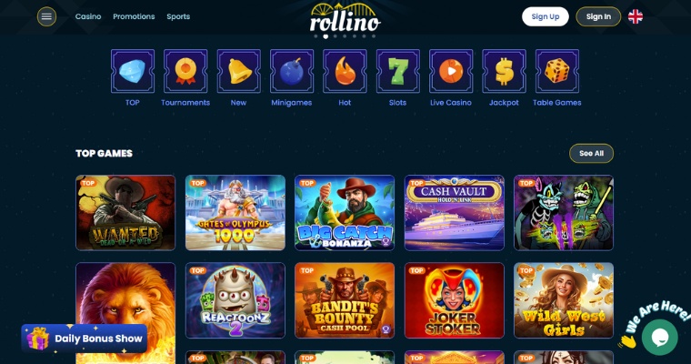 Skärmbild på Rollino online casino