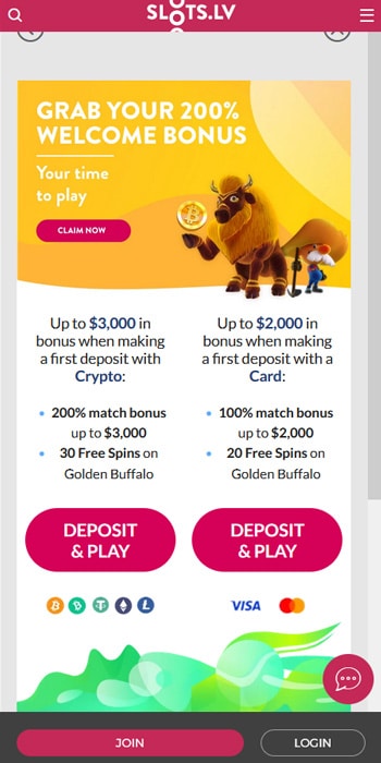 Slots.LV Welcome Bonus