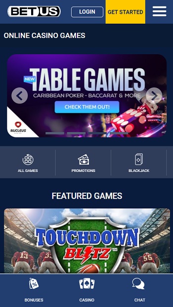 BetUS New Casino Homepage