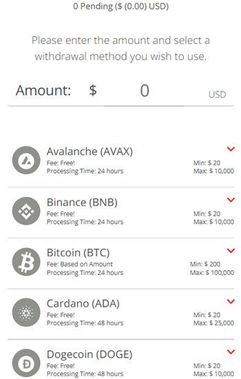 Withdraw your winnings