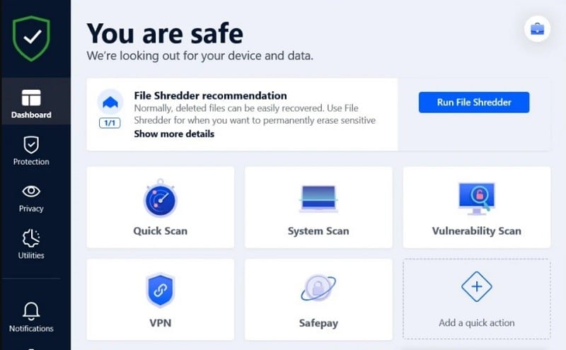 Bitdefender interface