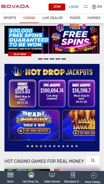 Bovada New Casino Sites Homepage