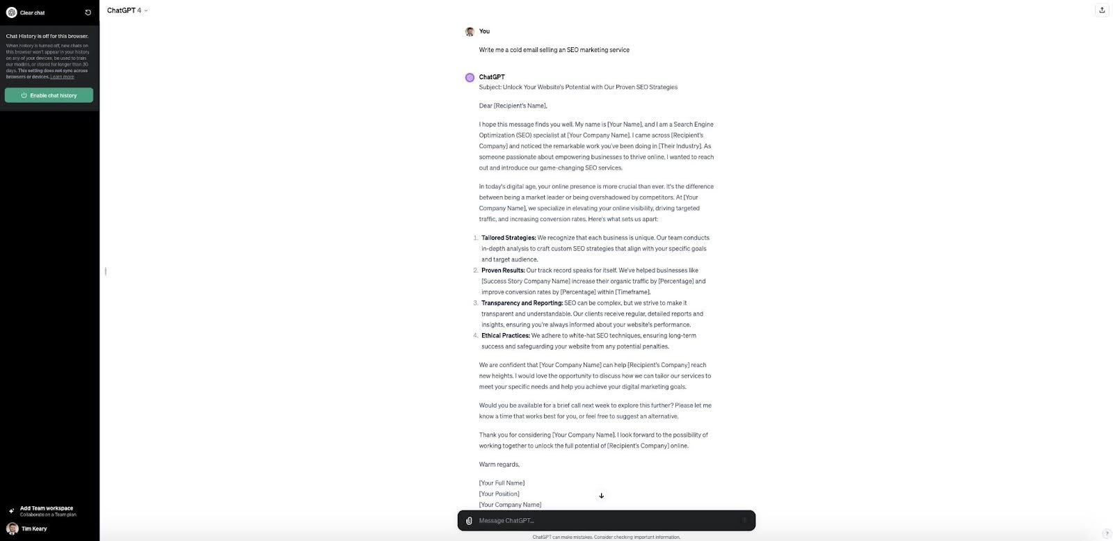 Content Generation ChatGPT