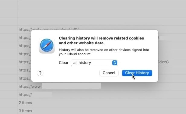 Clear Safari's history on Mac