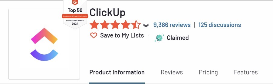 Customer reviews and rating of ClickUp
