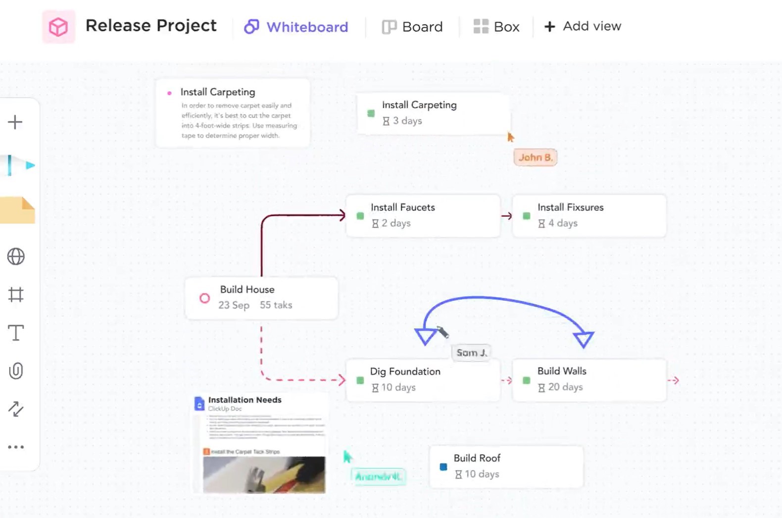 Collaborate and brainstorm with ClickUp's Whiteboard
