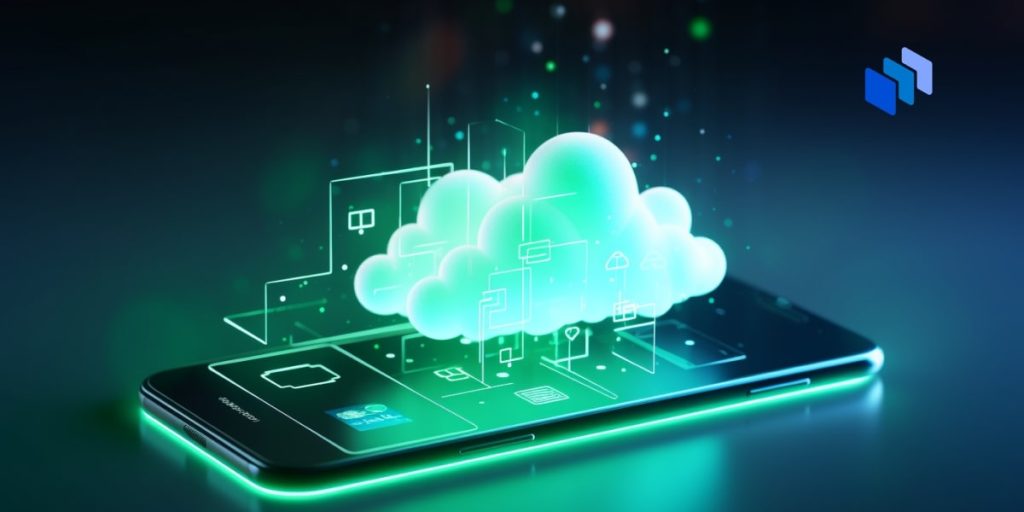 An image of a phone with a cloud