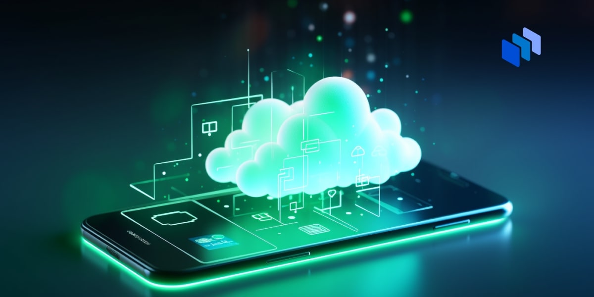 An image of a phone with a cloud