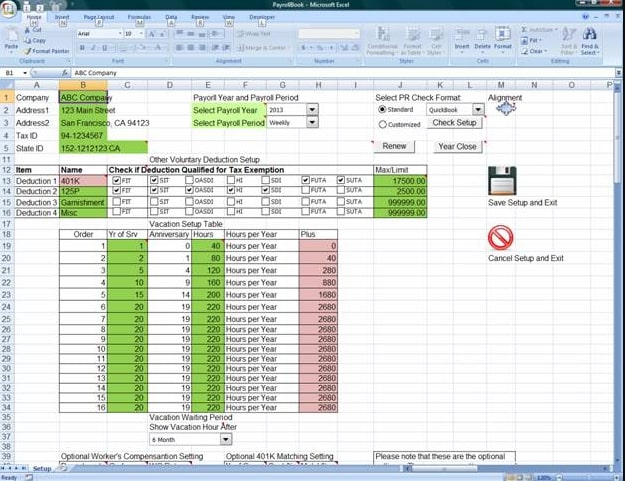 An image displaying Excel Payroll's dashboard