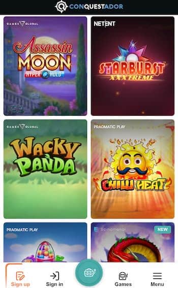 Conquestador best Android casino in New Zealand