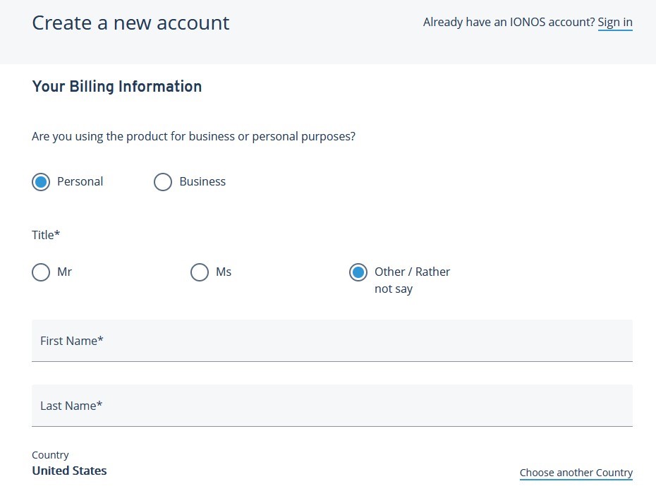 <strong>Create an IONOS Account</strong>