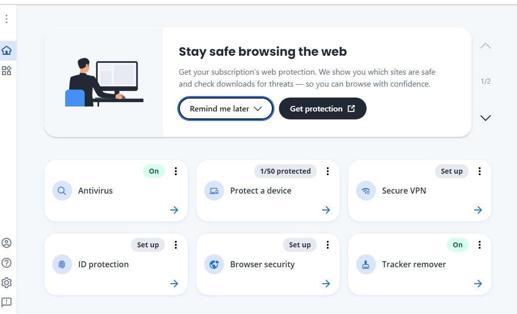 McAfee antivirus interface