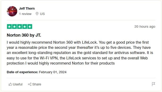Norton Customer Review
