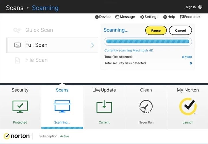 Norton malware detection