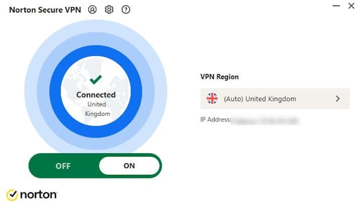 Norton Secure VPN interface