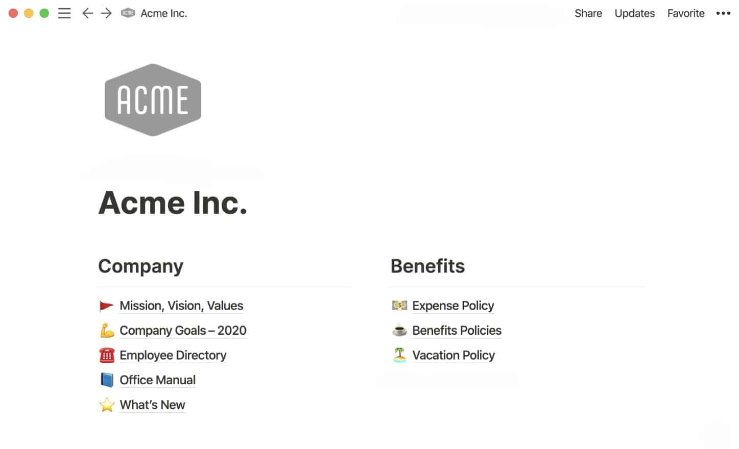 Notion allows you to build Wikis