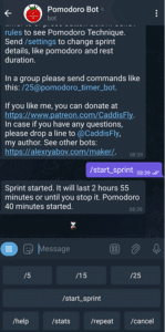 Pomodoro Timer Bot Telegram