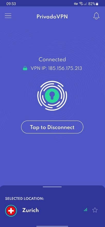 PrivadoVPN on Android