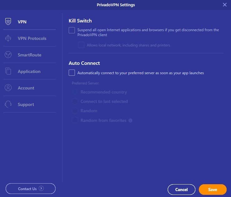 PrivadoVPN's kill switch feature