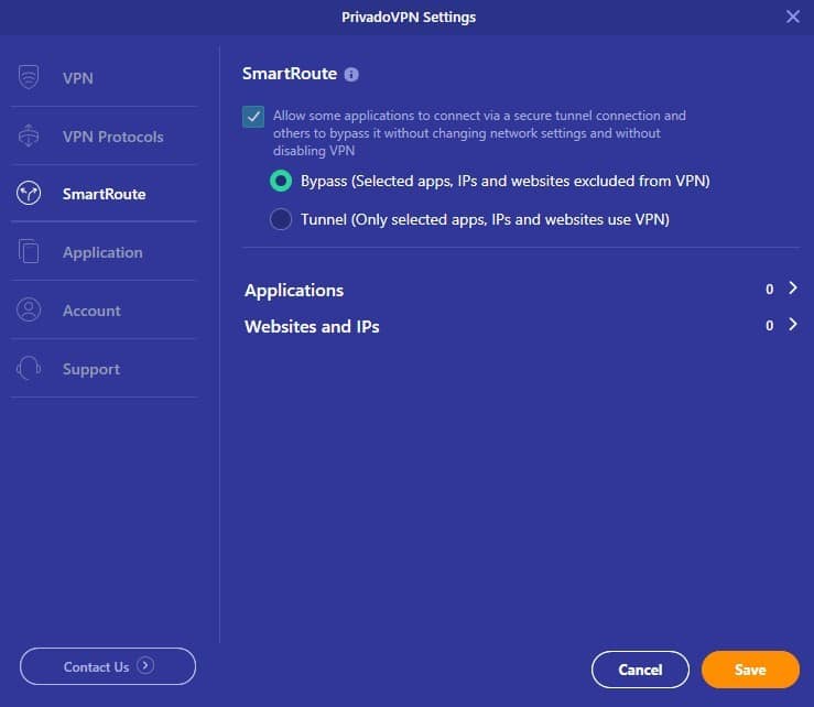 PrivadoVPN's SmartRoute feature