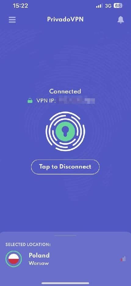 PrivadoVPN on iOS