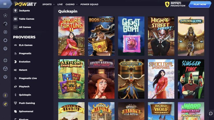 Powbet Quickspin Casino