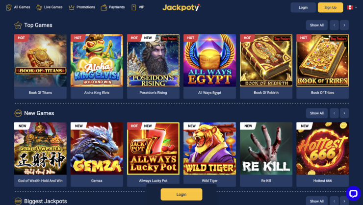 Jackpoty Best Payout Online Casino in Canada