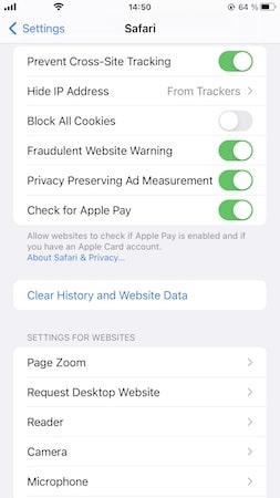 Open Settings on your iPhone and click on your Safari browser.