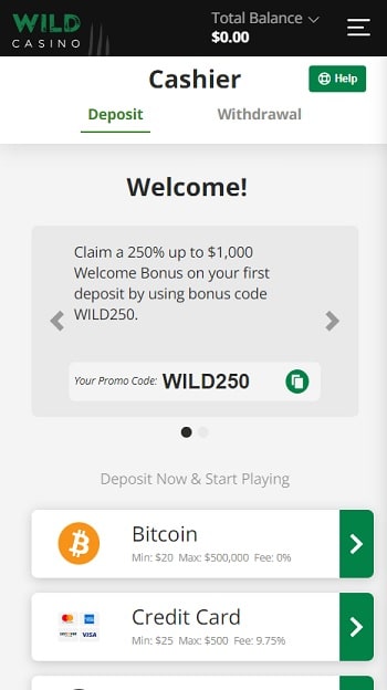 Sign In and Deposit